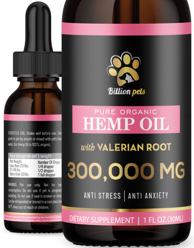 Billion Pets with Valerian Root - Hemp Oil for Dogs and Cats
